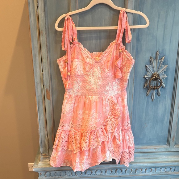 LoveShackFancy Olani Pink Eyelet Dress - Picture 3 of 7